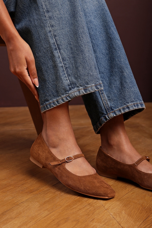 Where's That From 'Jordan' Mary Jane Flats With Buckle Strap Suede