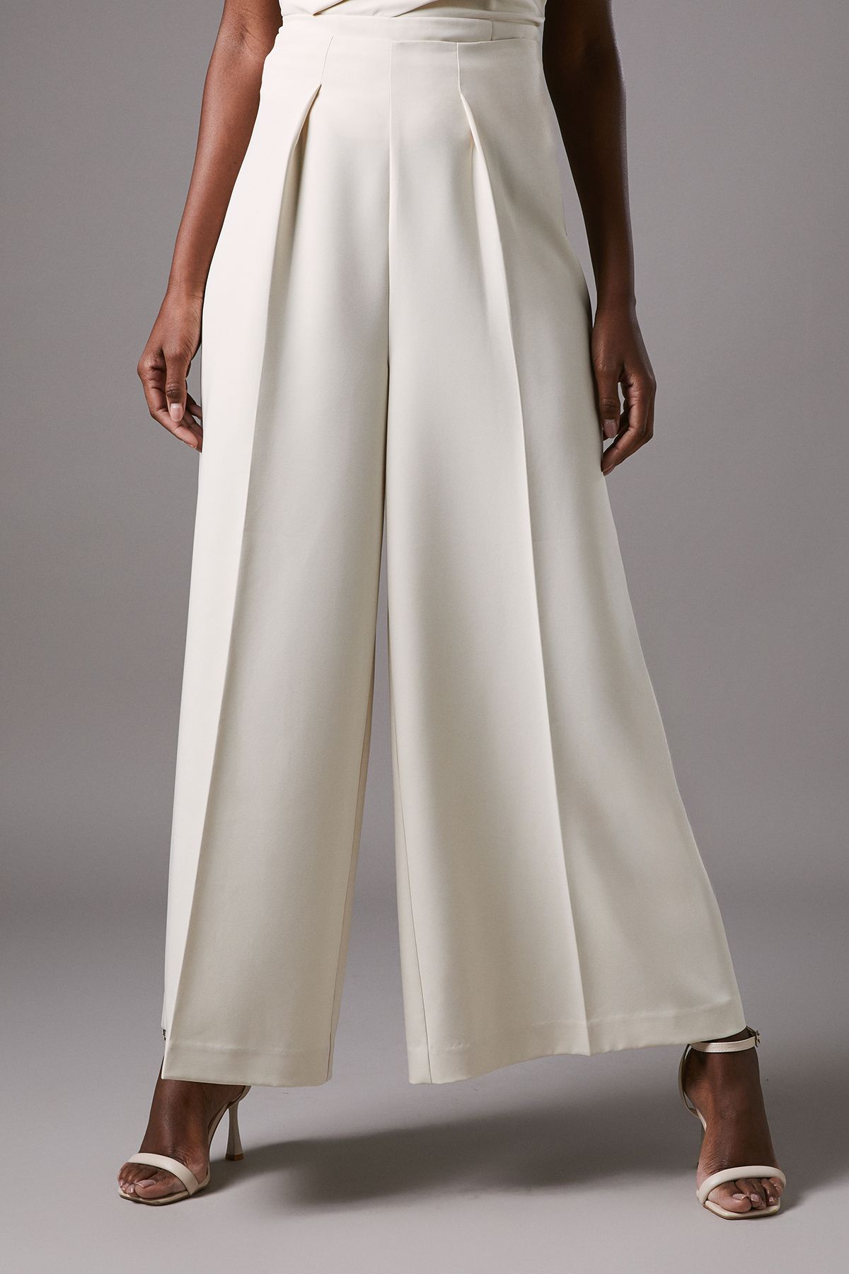 Coast Tailored Cropped Wide Leg Trousers Champagne image 2