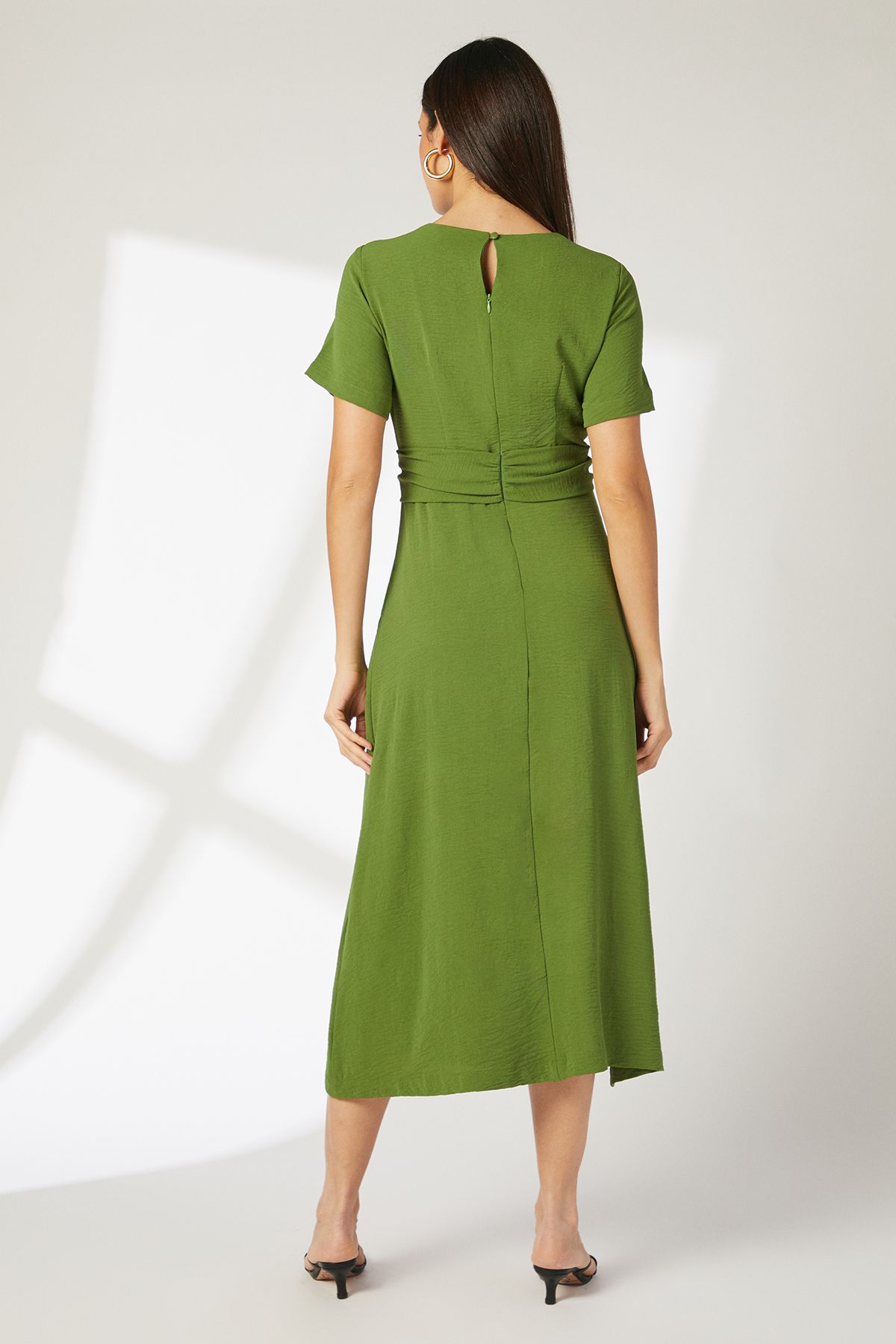 Principles Green Twist Waist Woven Midi Dress Olive image 4