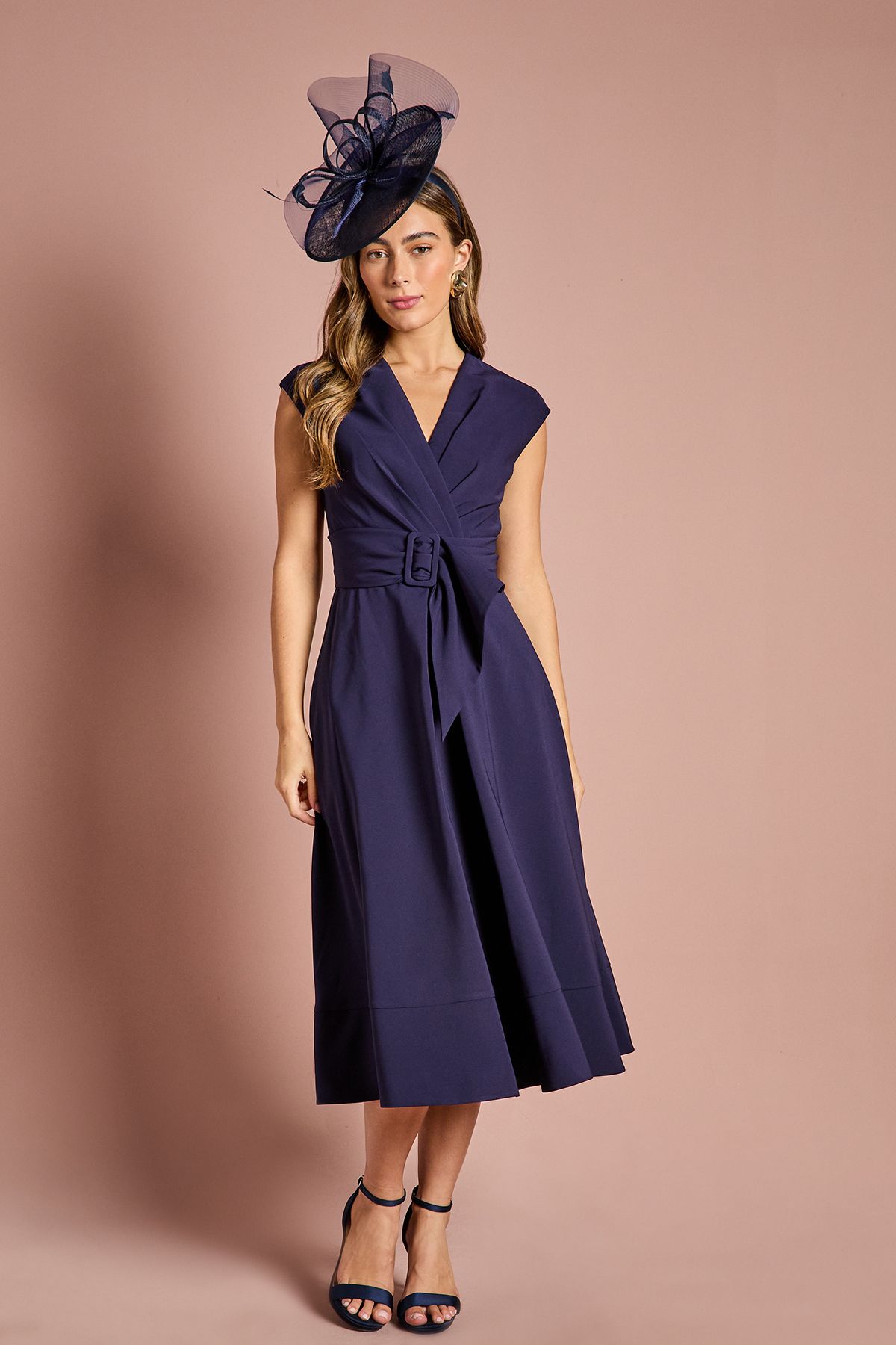 Coast Belted Crepe Dress Navy image 1