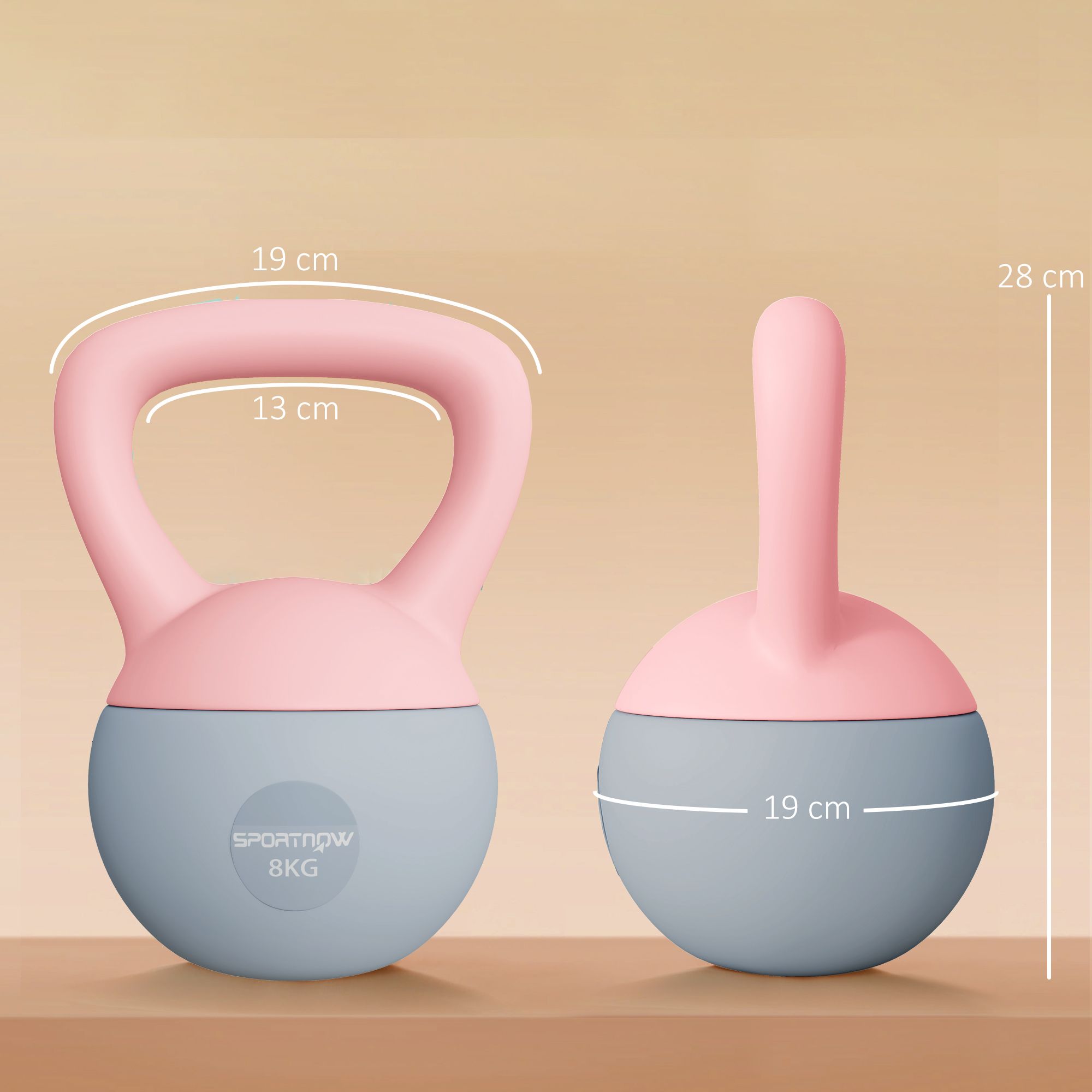 SPORTNOW 8KG Kettlebell with Soft Body and Non-Slip Handle, Pink and Grey image 3