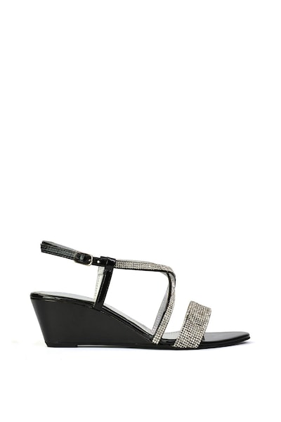 XY London 'Ocean' Sparkly Gem Crystal Diamante Ankle Strap Sandal Wedge Heels
