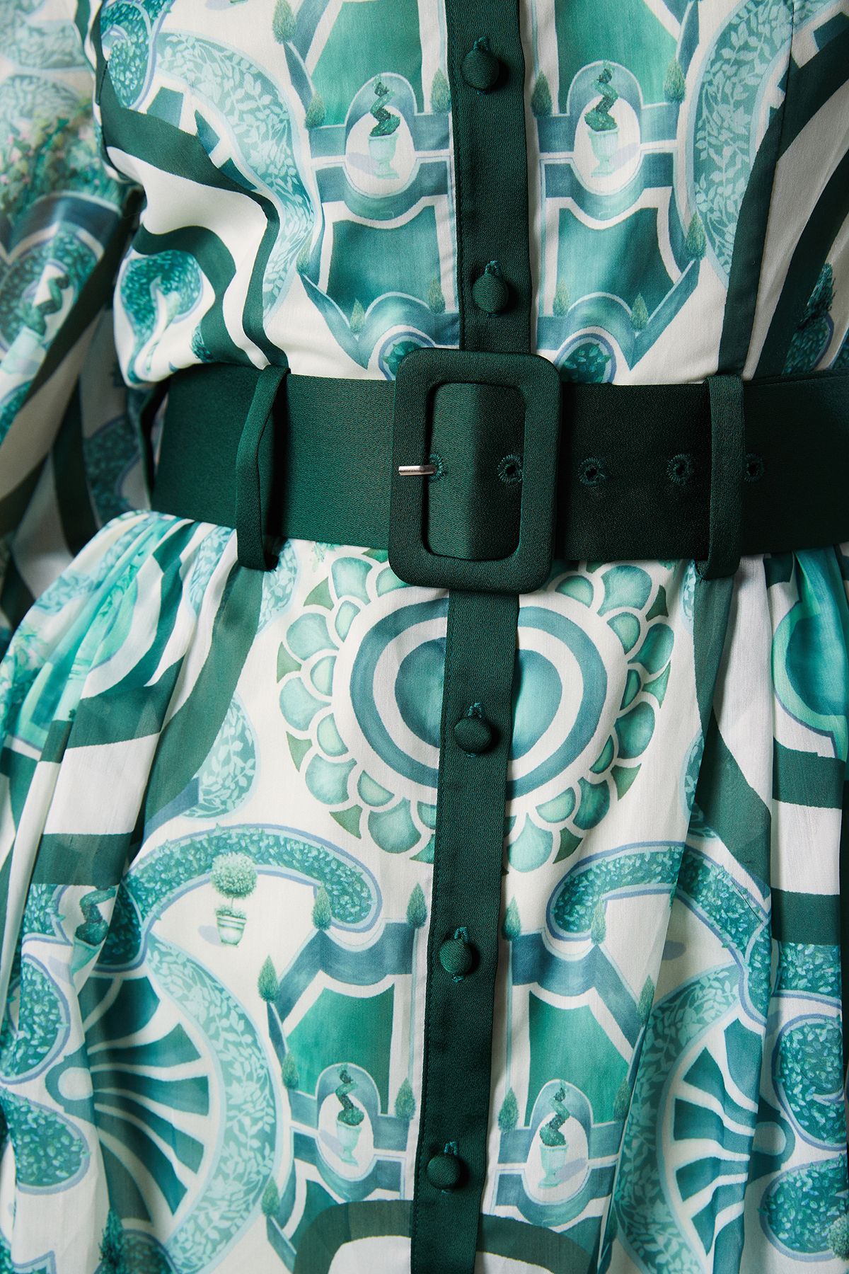 Coast Lisa Tan Organza Belted Shirt Dress Green image 5