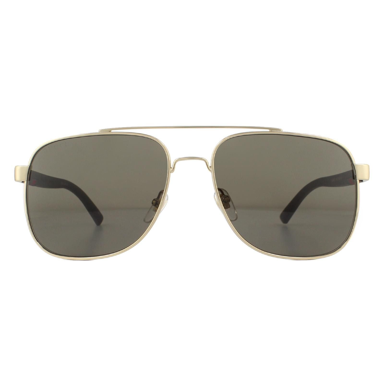 Gucci Aviator Gold Brown Sunglasses