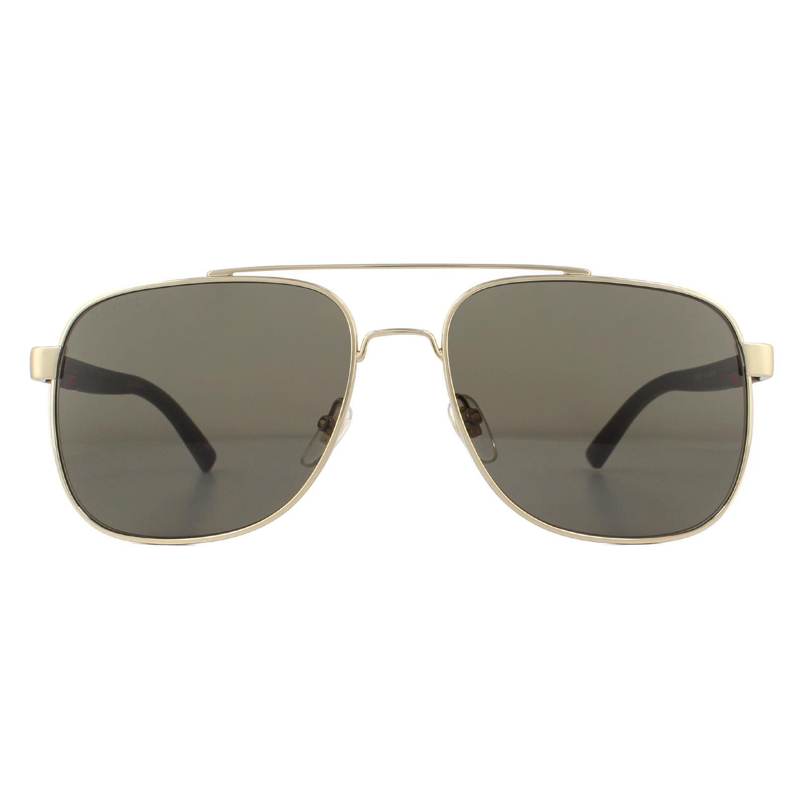 Gucci Aviator Gold Brown Sunglasses image 1
