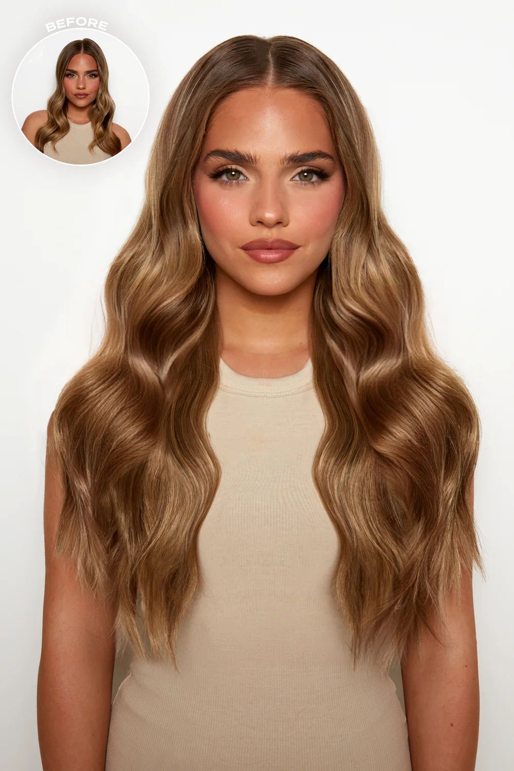 Lullabellz 18" 1 Piece Halo Brushed Out Hidden Wave Extensions Mellow Brown image 2