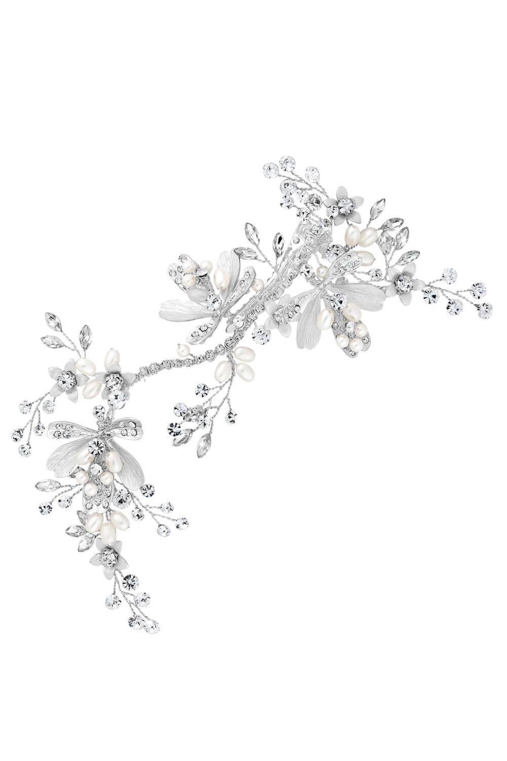 Jon Richard Silver Painted Leaves And Crystal Bead Dogclip image 1