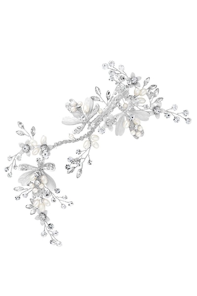 Jon Richard Silver Painted Leaves And Crystal Bead Dogclip