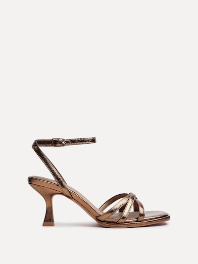 Linzi Faro Bronze Faux Leather Strappy Heeled Sandals