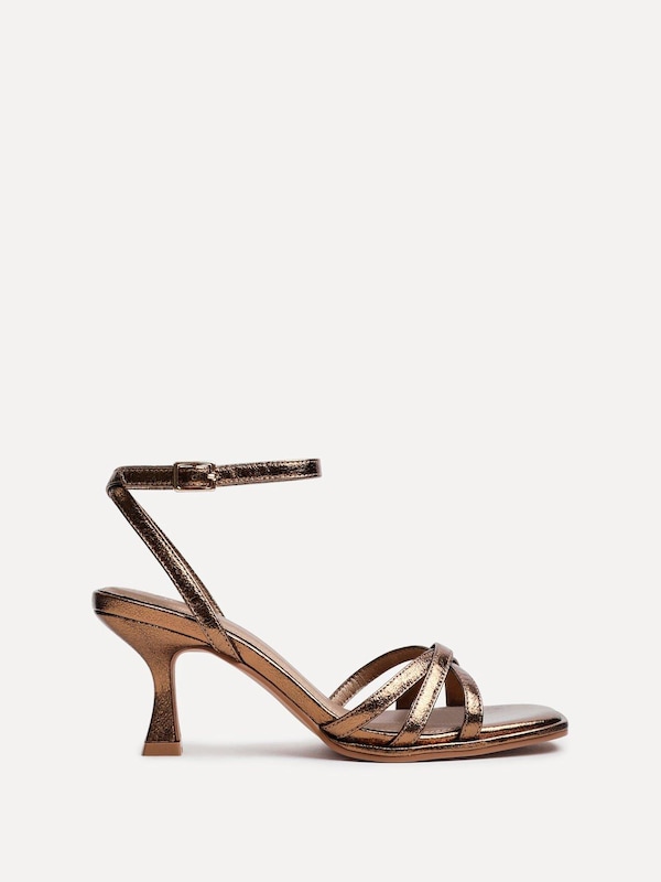 Linzi Faro Bronze Faux Leather Strappy Heeled Sandals