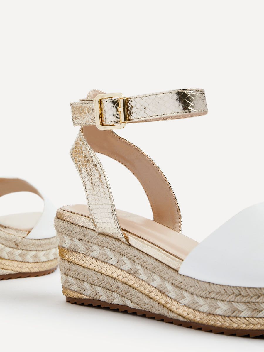 Linzi Malaga Gold & White Plaited Flatform Wedge Sandal image 5