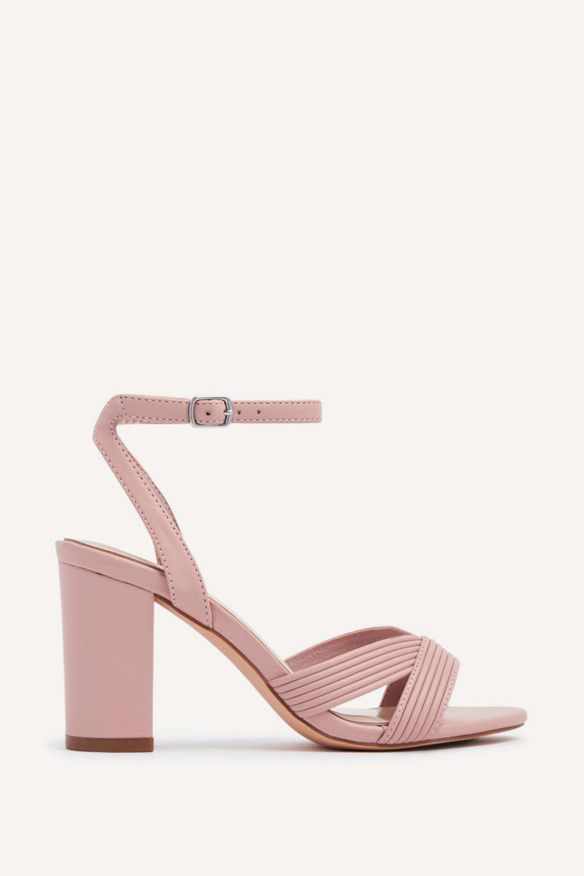Linzi City Dusky Pink Faux Leather Heeled Sandals