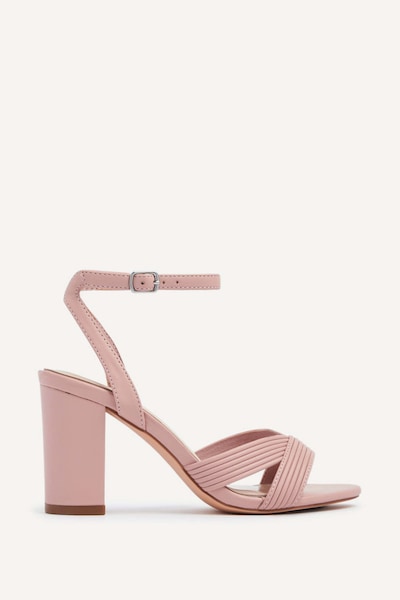 Linzi City Dusky Pink Faux Leather Heeled Sandals