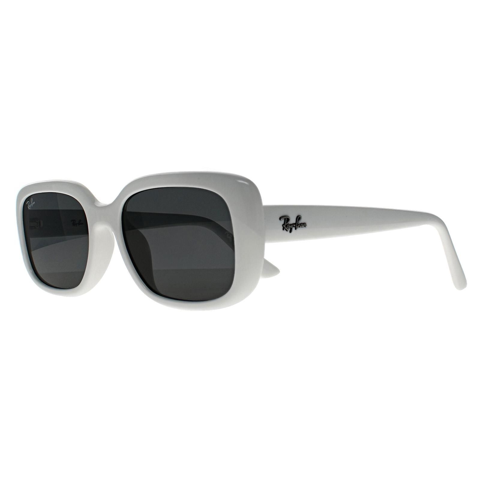 Ray-Ban Rectangle Polished White Dark Grey RB4421D Bio Based image 2