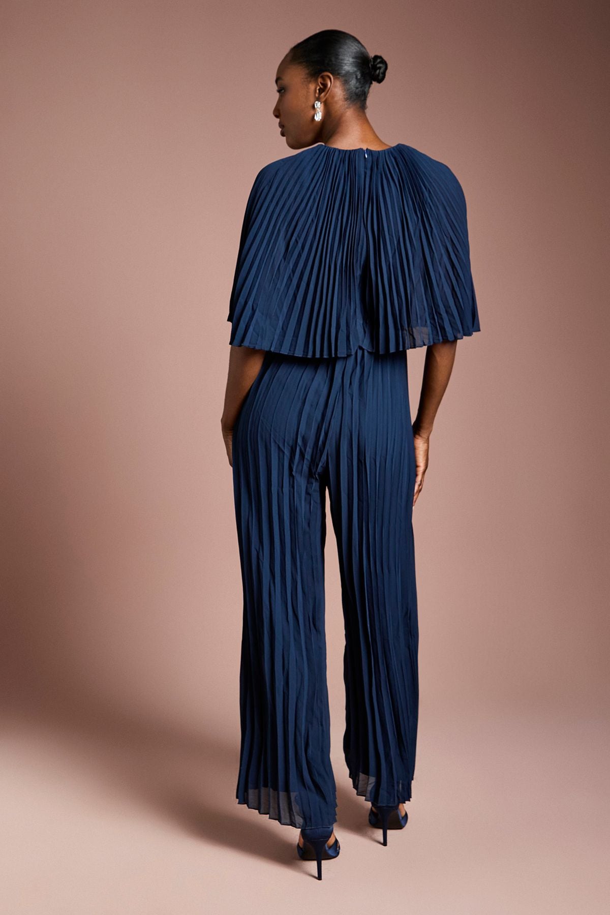 Coast Pleated Wrap Front Georgette Jumpsuit Navy image 3