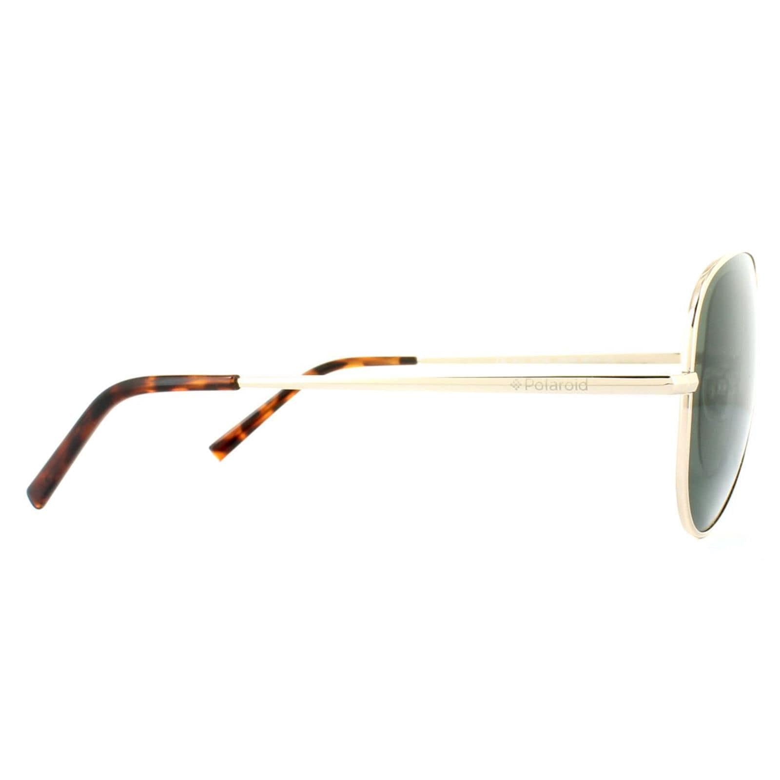 Polaroid Aviator Light Gold Green Polarized Sunglasses image 4