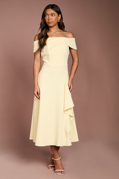 Coast Bardot Waterfall Crepe Midi Dress Butter