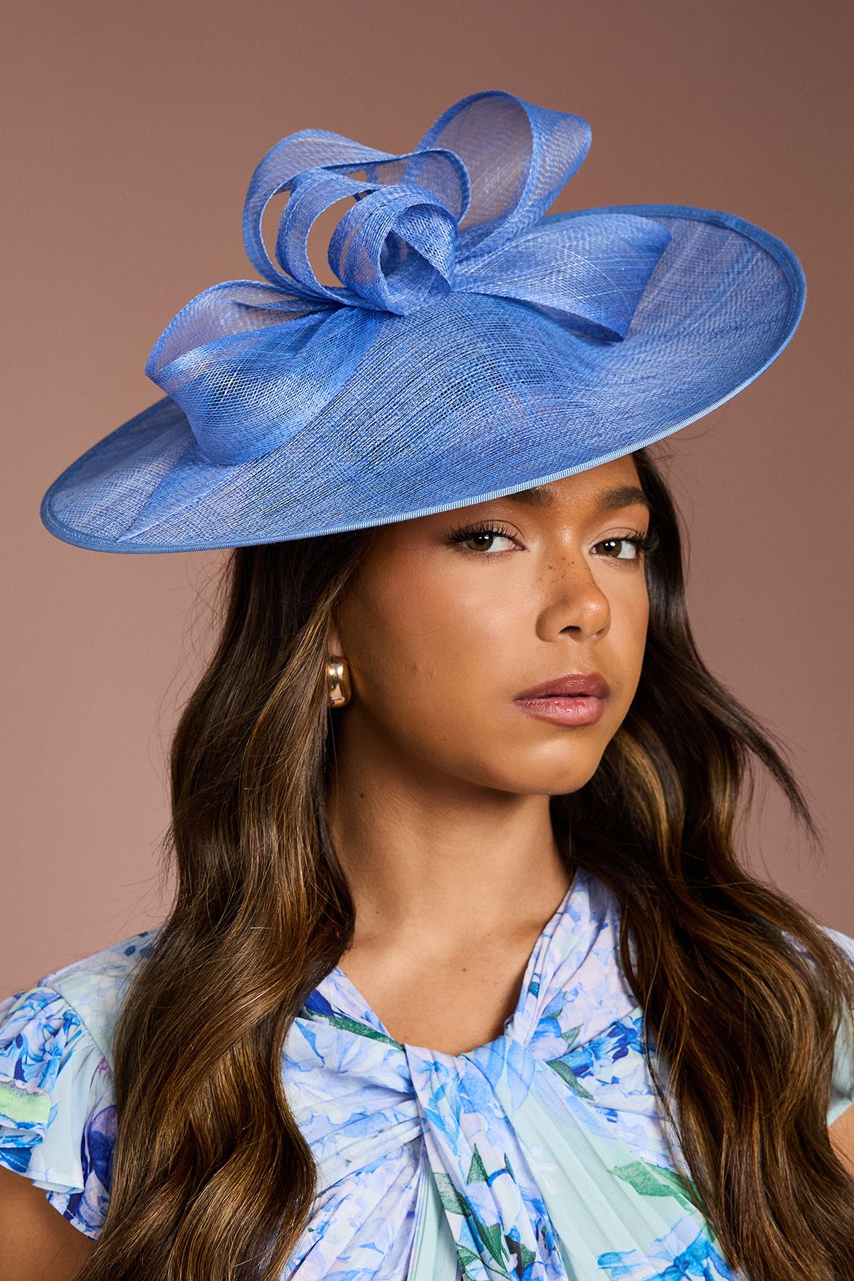 Coast Loop Detail Wide Brim Fascinator Cornflower Blue image 2