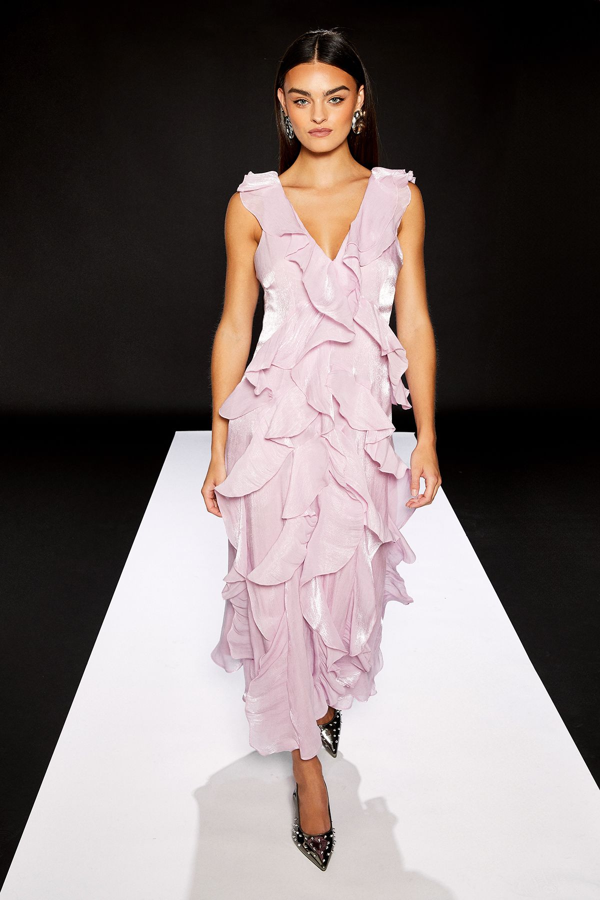 RUNWAY 1.8.1.8 Runway 1.8.1.8 Ruffle V Neck Maxi Dress Lilac image 1