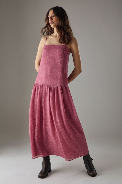 Warehouse Rose Organza Strappy Tier Maxi Dress Rose