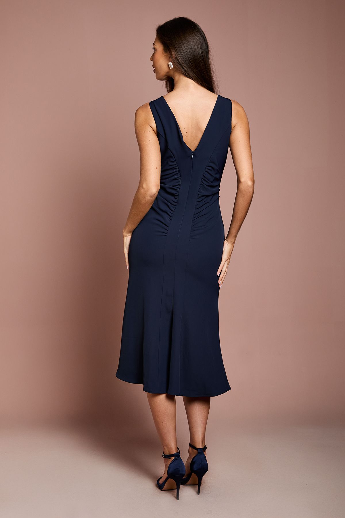 Coast Ruched Vee Dress Navy image 3