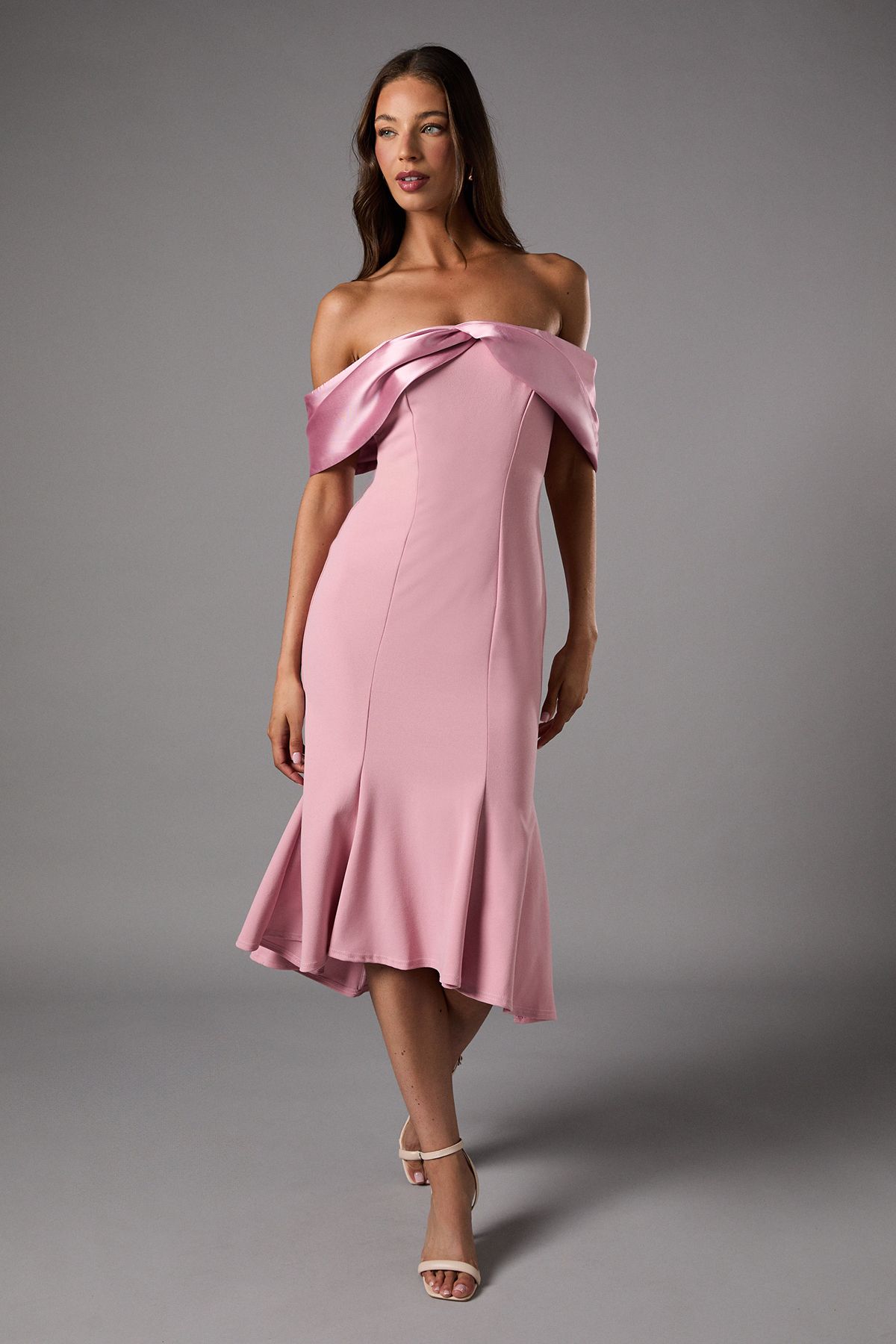Coast Satin Sleeve Scuba Midi Dress Blush image 1
