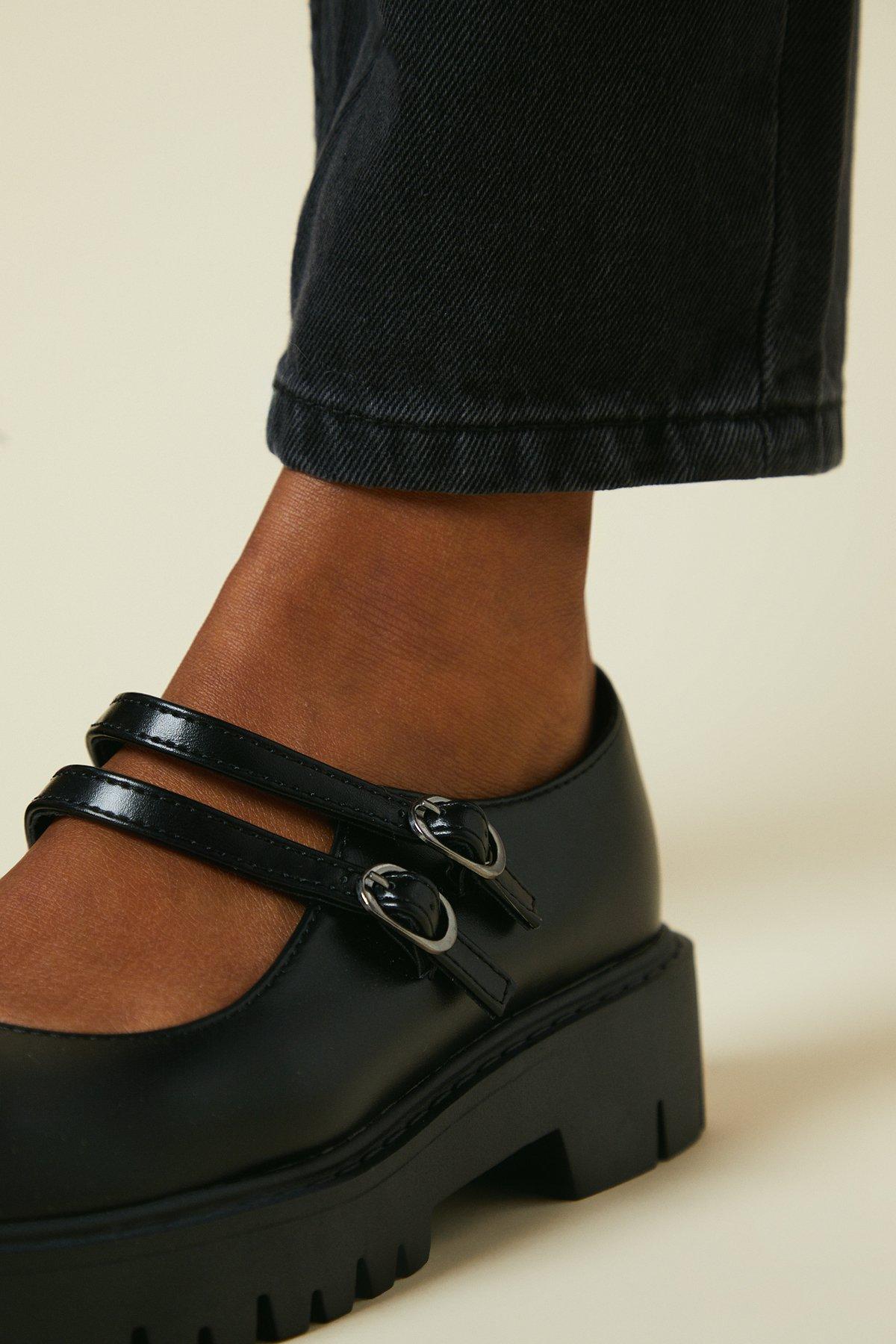 Dorothy Perkins Vada Double Strap Mary Jane Chunky Shoes Black image 3