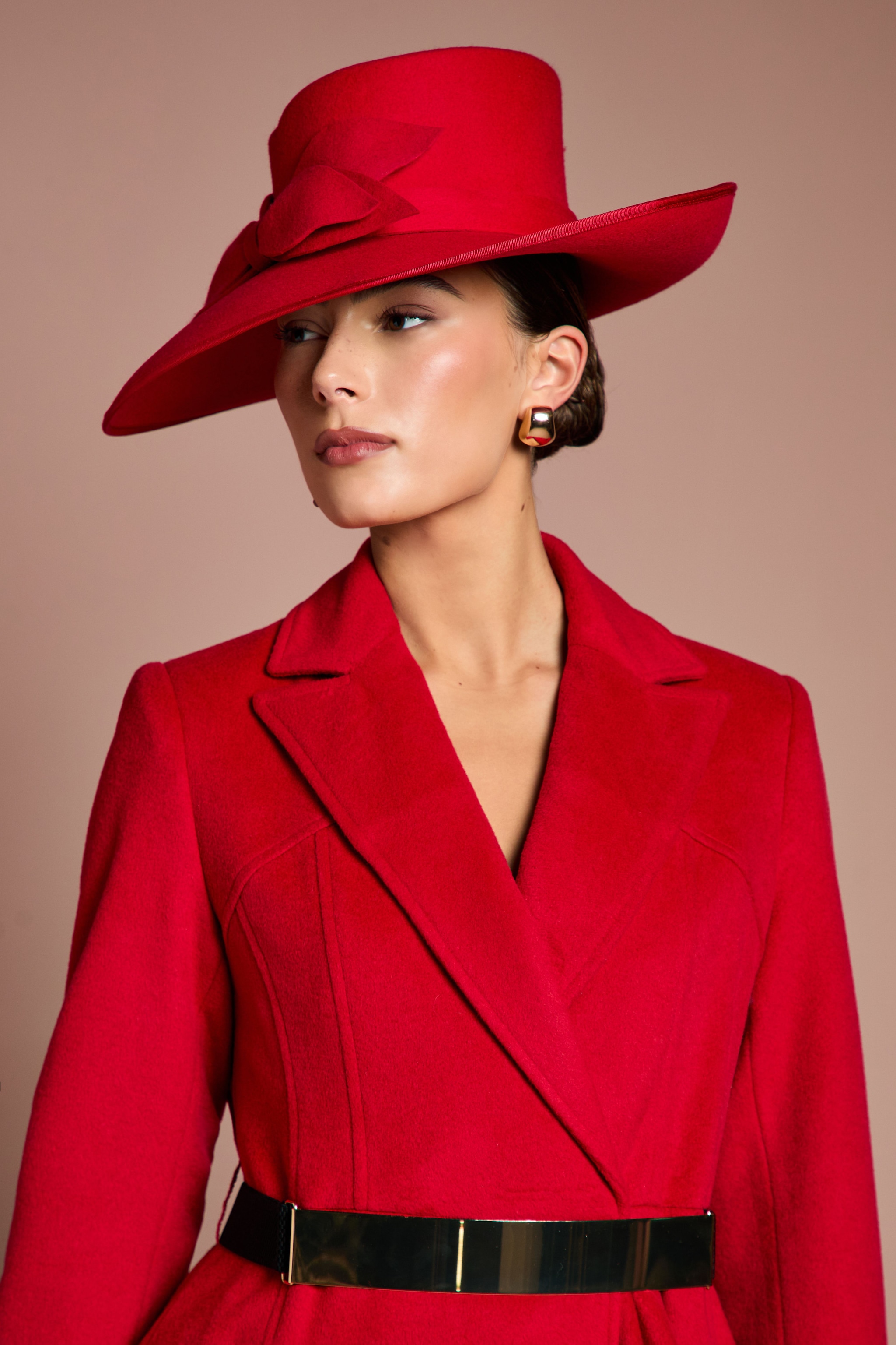 Coast Lisa Tan Bow Detail Fedora Red