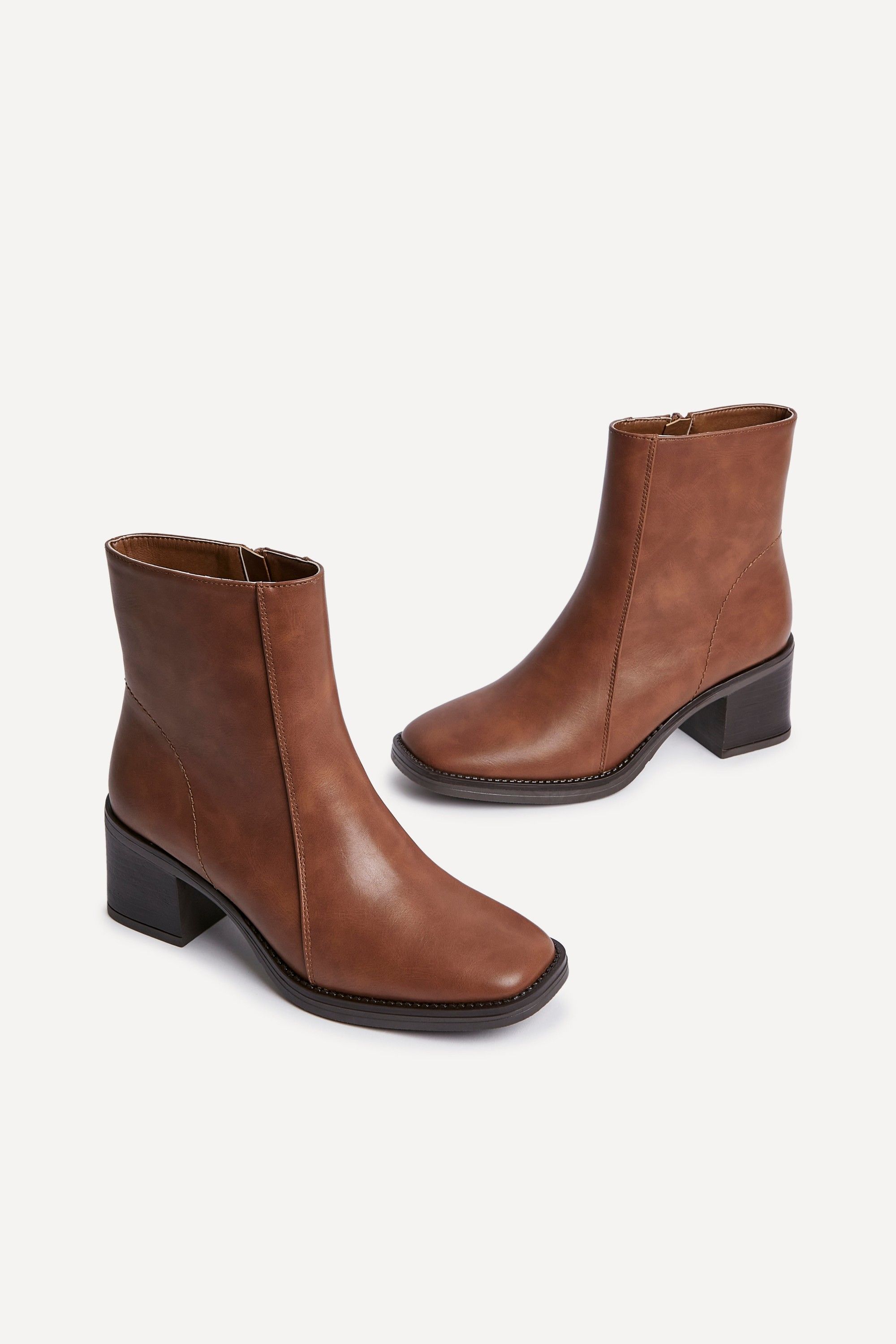 Linzi Wander Brown Faux Leather Heeled Ankle Boot image 5