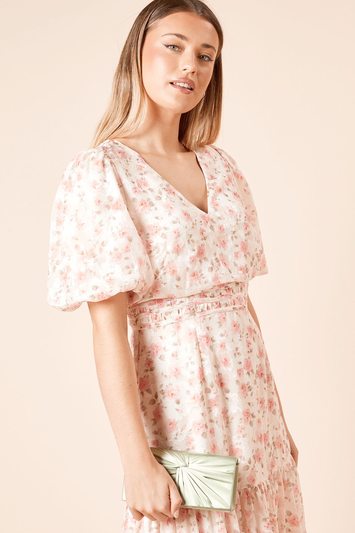 Dorothy Perkins Beauty Twist Front Satin Clutch Bag Olive image 2