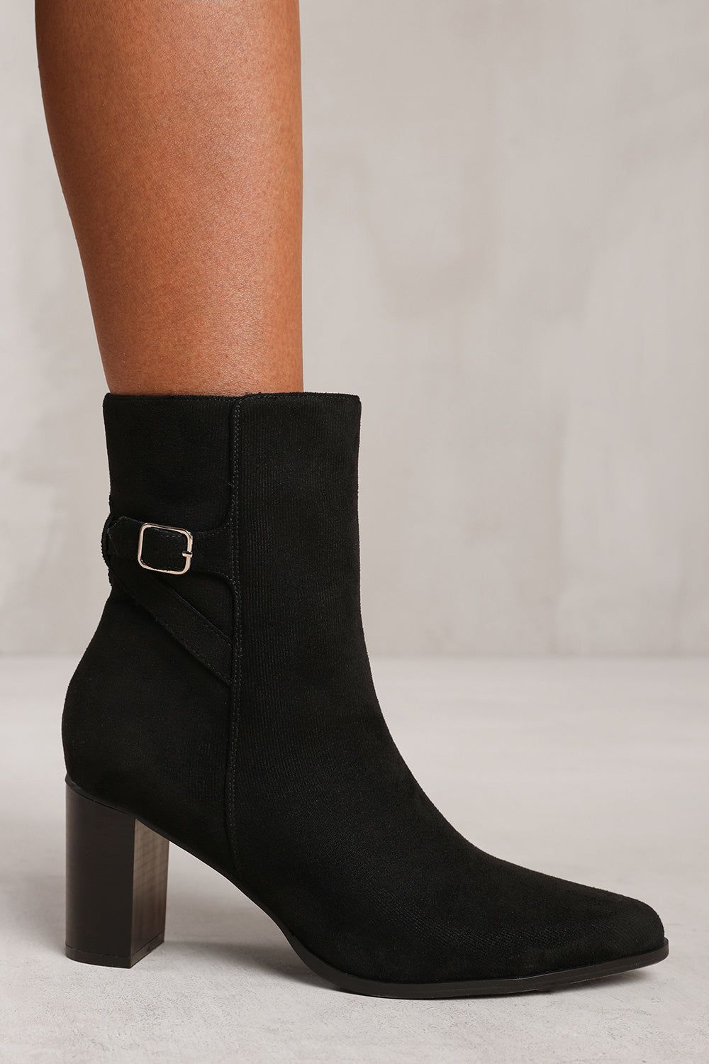 Where's That From 'North' Wide Fit Block Heel Boot With Buckle Detail image 4