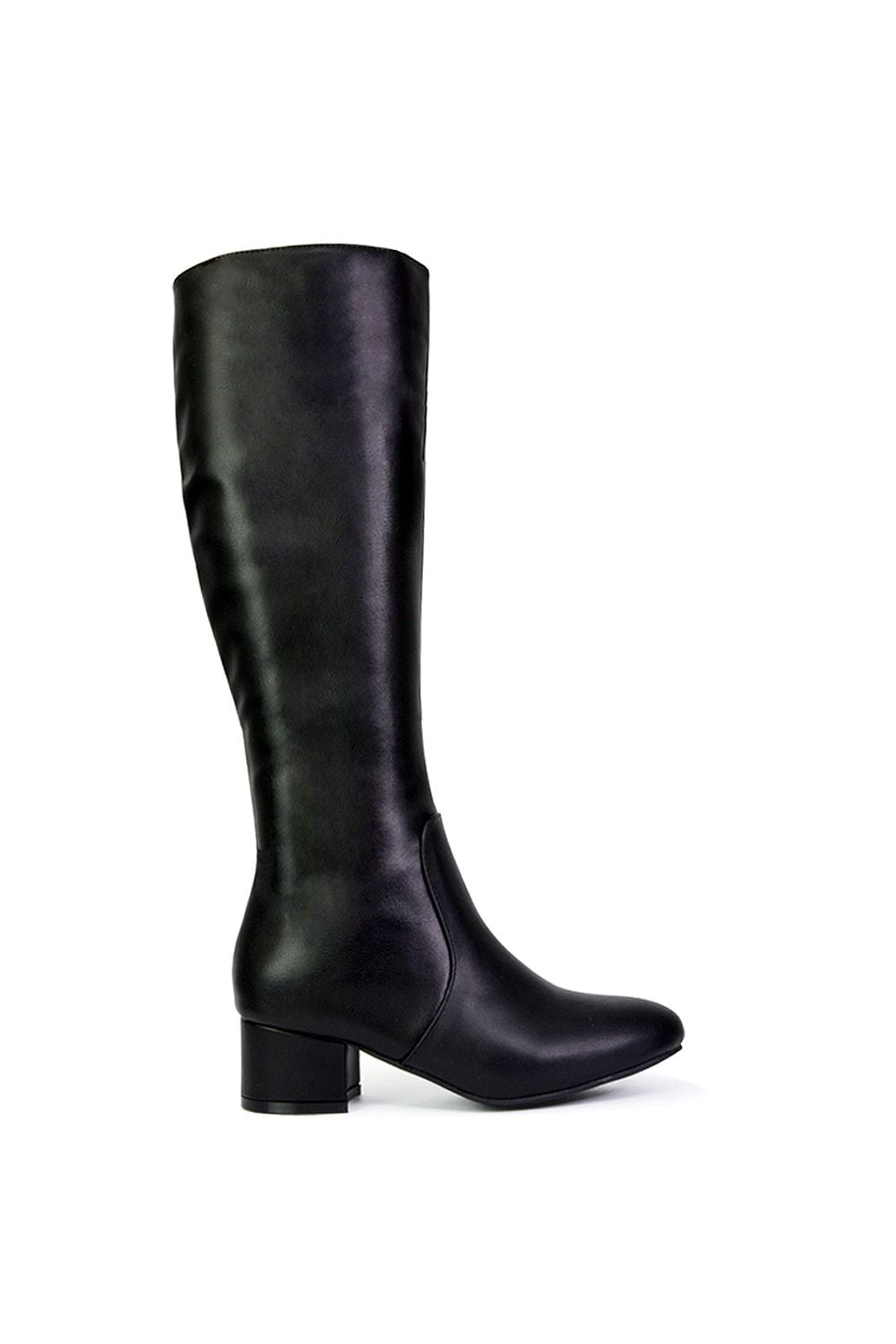 XY London 'Valeria' Zip Up Knee High Boots With Mid Block Heel image 1