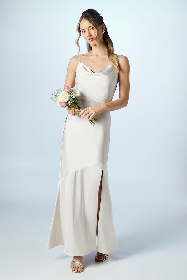 Coast Cowl Neck Satin Slip Maxi Bridesmaid Dress Champagne