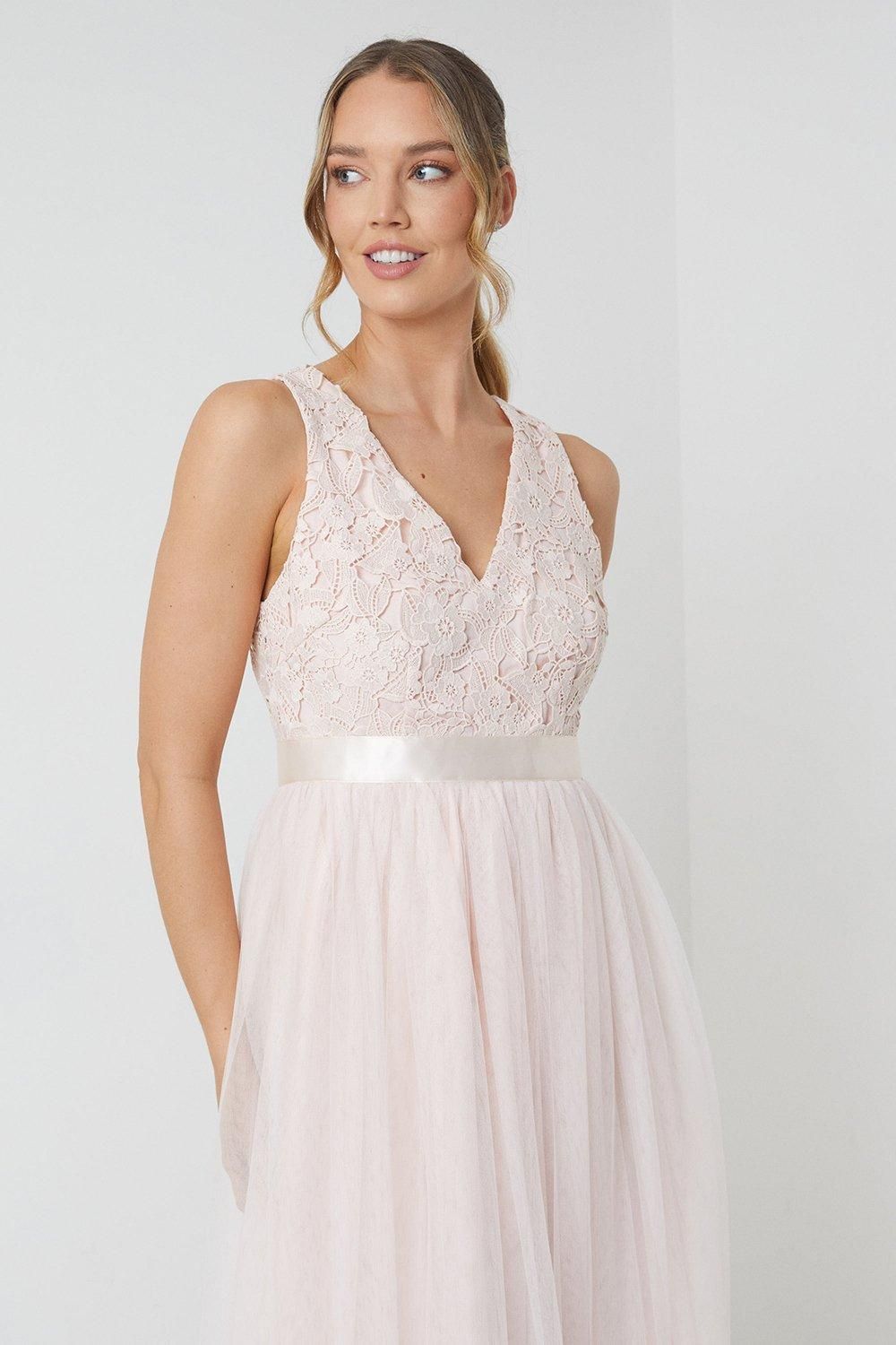 Coast Crochet Lace Two In One Bridesmaid Maxi Dress Blush image 4