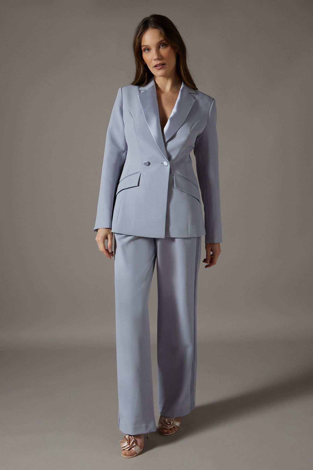 Coast Twill Lapel Fitted Blazer Grey Blue image 2