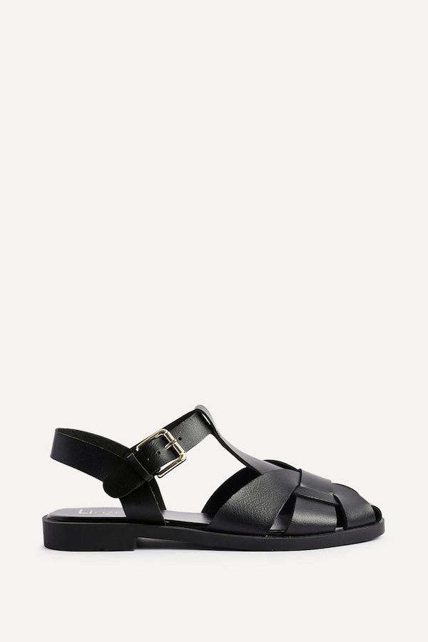 Linzi Rhoda Black Flat Fisherman Sandals
