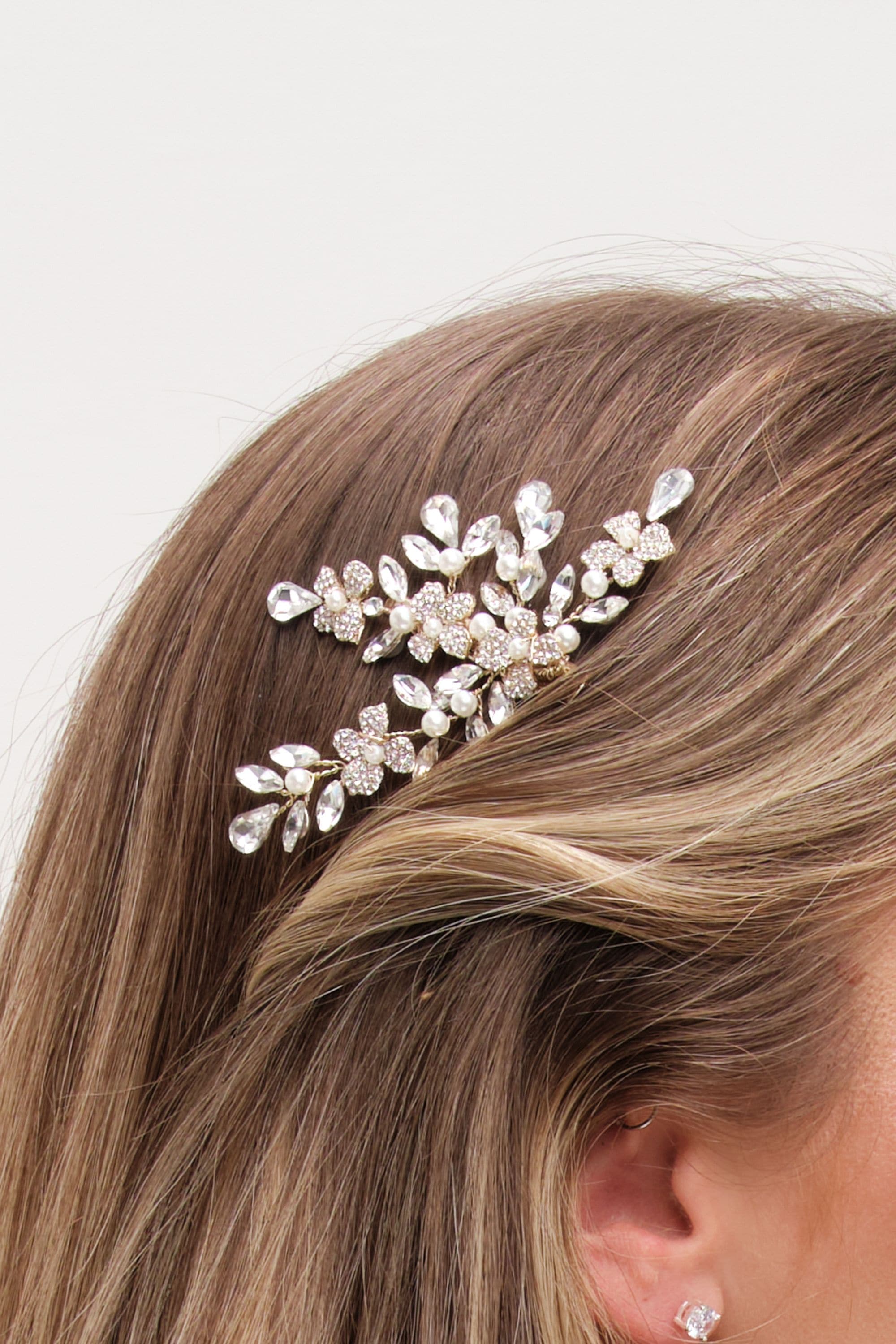 Jon Richard Gold Plated Pearl And Crystal Floral Comb image 3