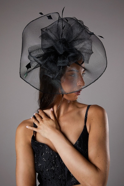Coast Structured Mesh Bow Flat Fascinator Black