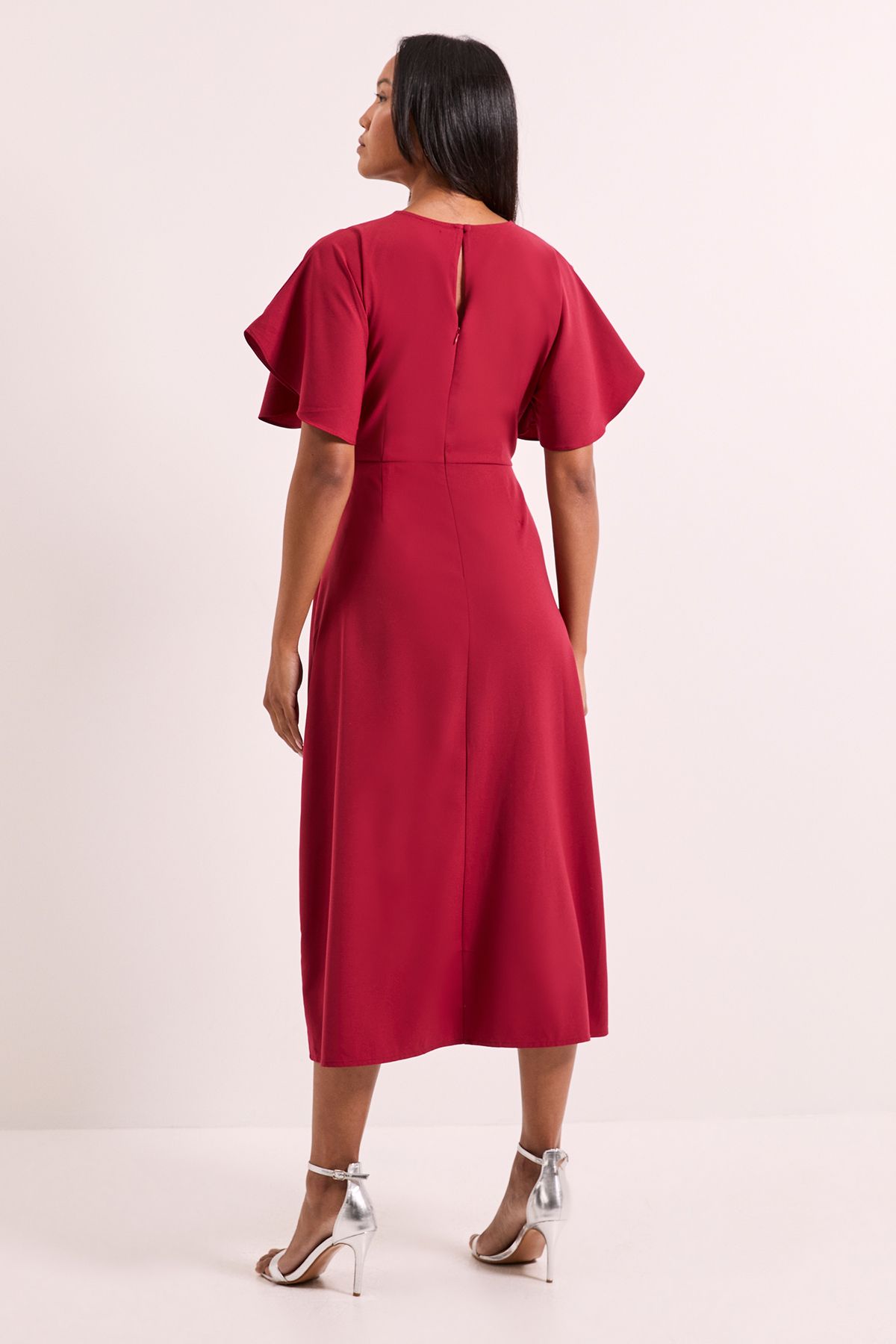 Principles Rust Frill Detail Crepe Midi Dress Rust image 3
