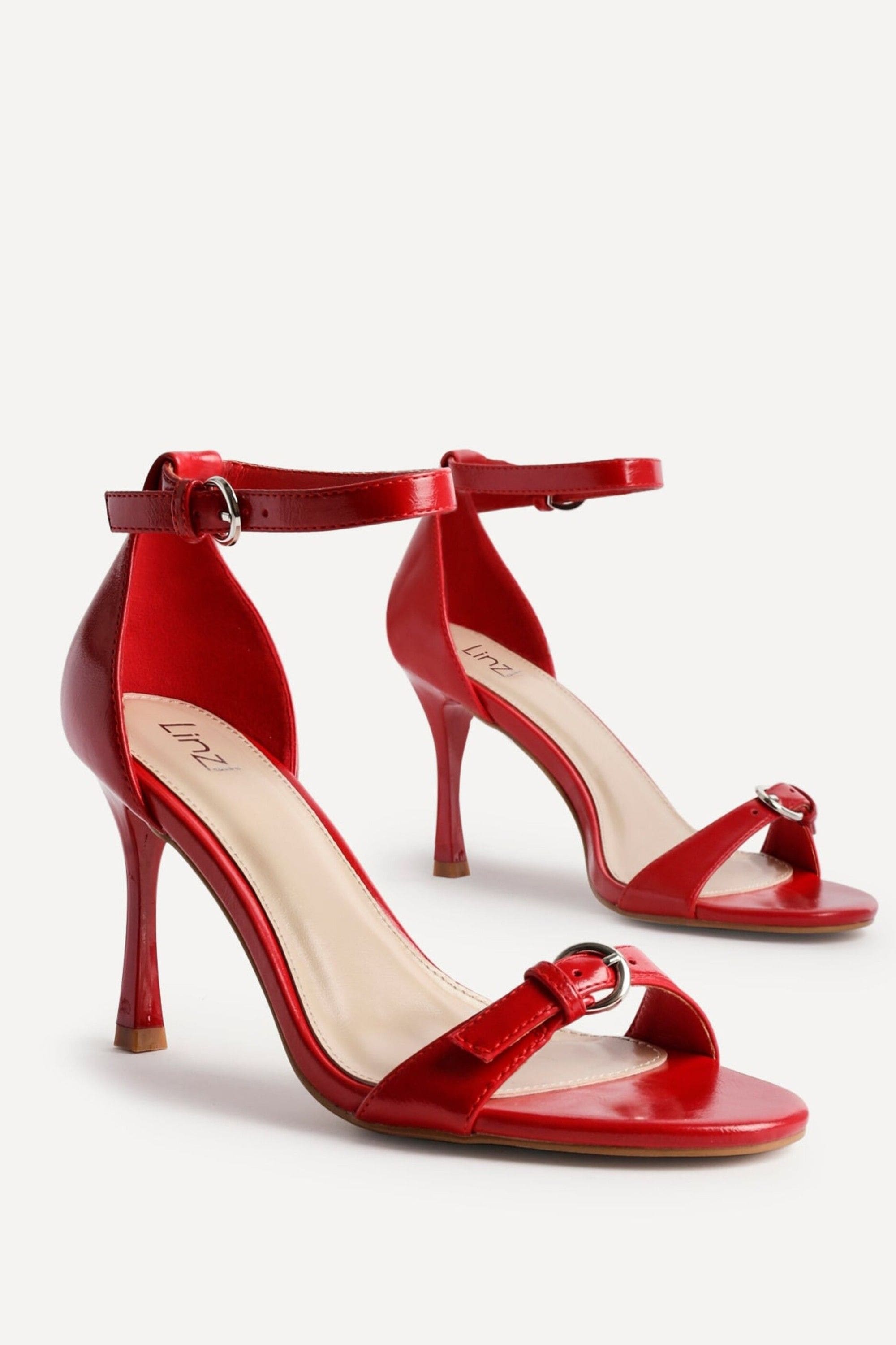 Linzi Prestige Red Faux Leather Stiletto Heeled Sandals image 4