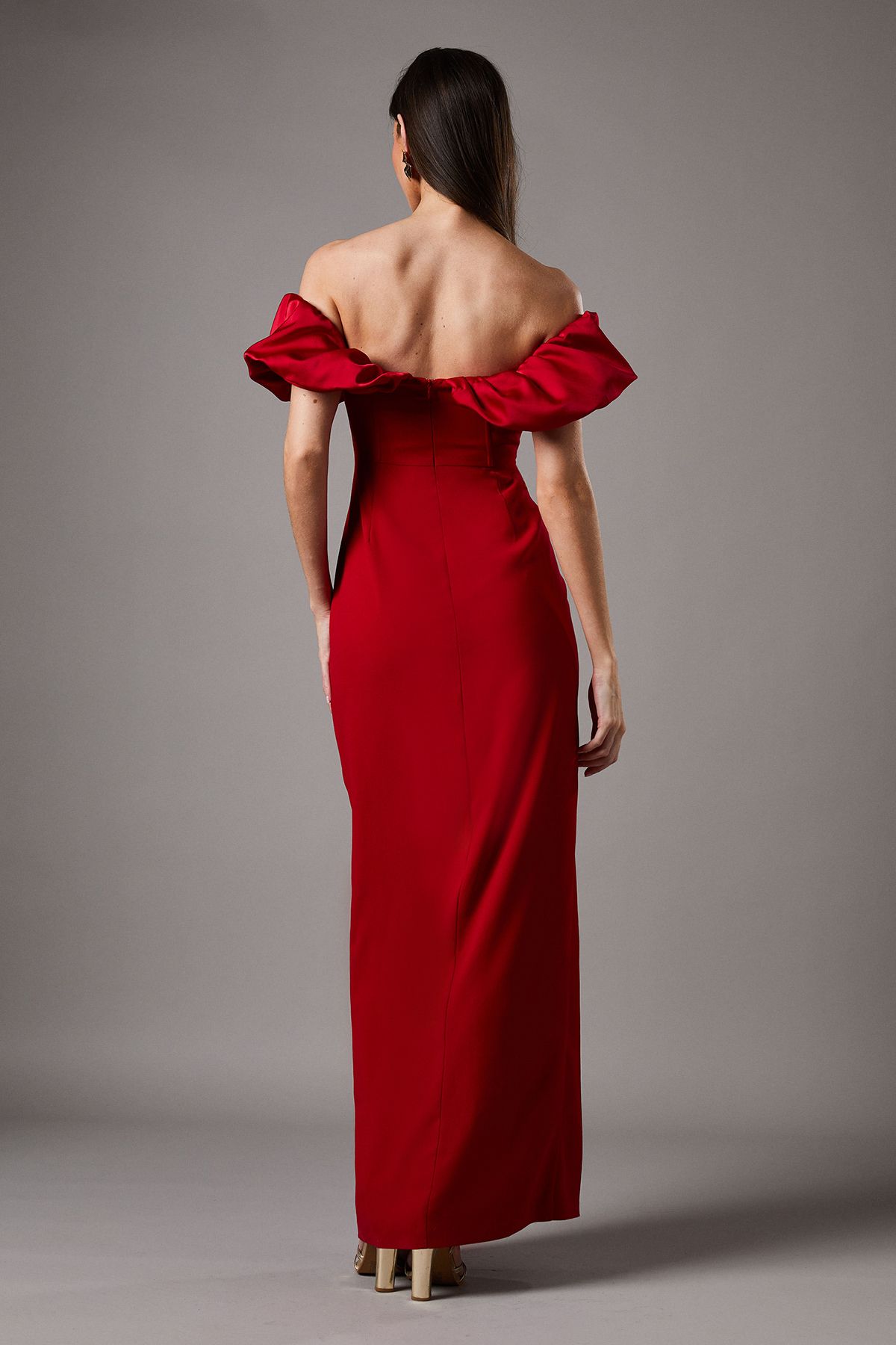 Coast Volume Sleeve Corset Column Maxi Dress Red image 3
