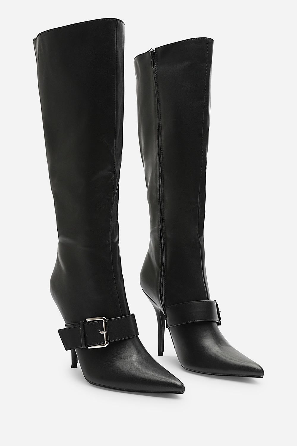 Where's That From 'Ilsa' Pointed Toe Knee High Stiletto Heel Boots with Front Buckle image 4