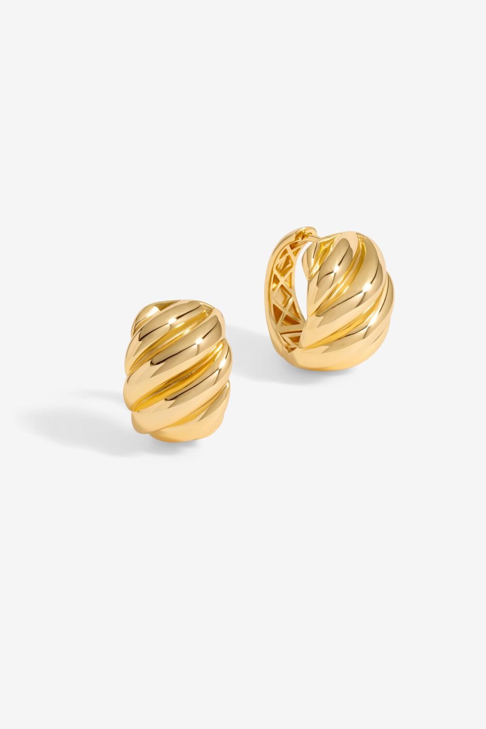 Jon Richard Gold Plated Large Ridge Hoop Earrings image 1