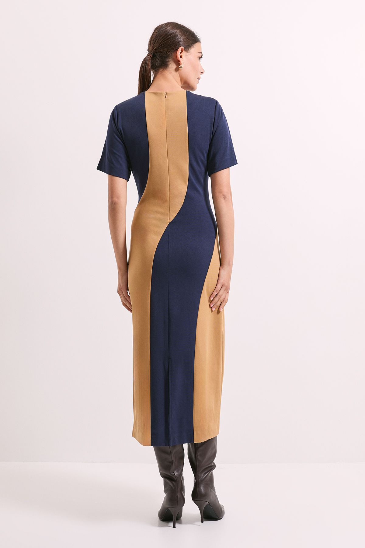 Principles Colour Block Ponte Detail Midi Dress Camel image 5