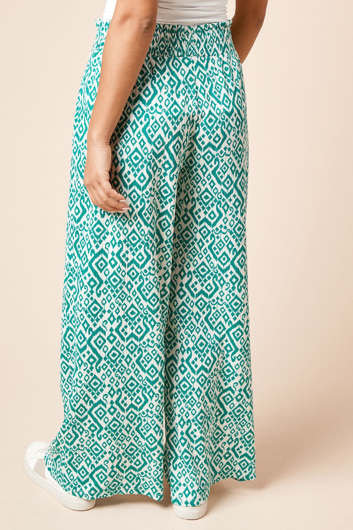 Dorothy Perkins Petite Printed Belted Wide Leg Jersey Trouser Green image 3