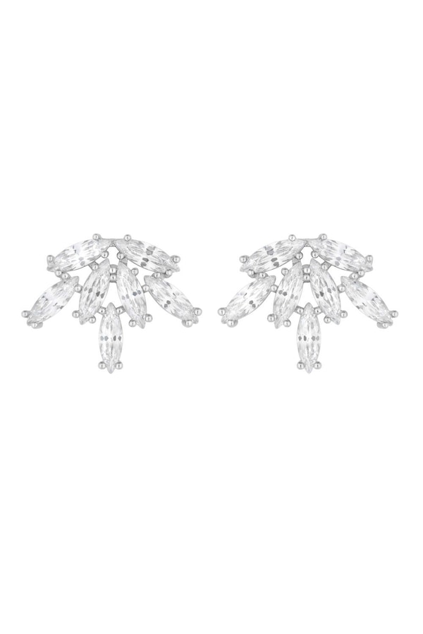 Jon Richard Rhodium Plated Cubic Zirconia Starburst Earrings