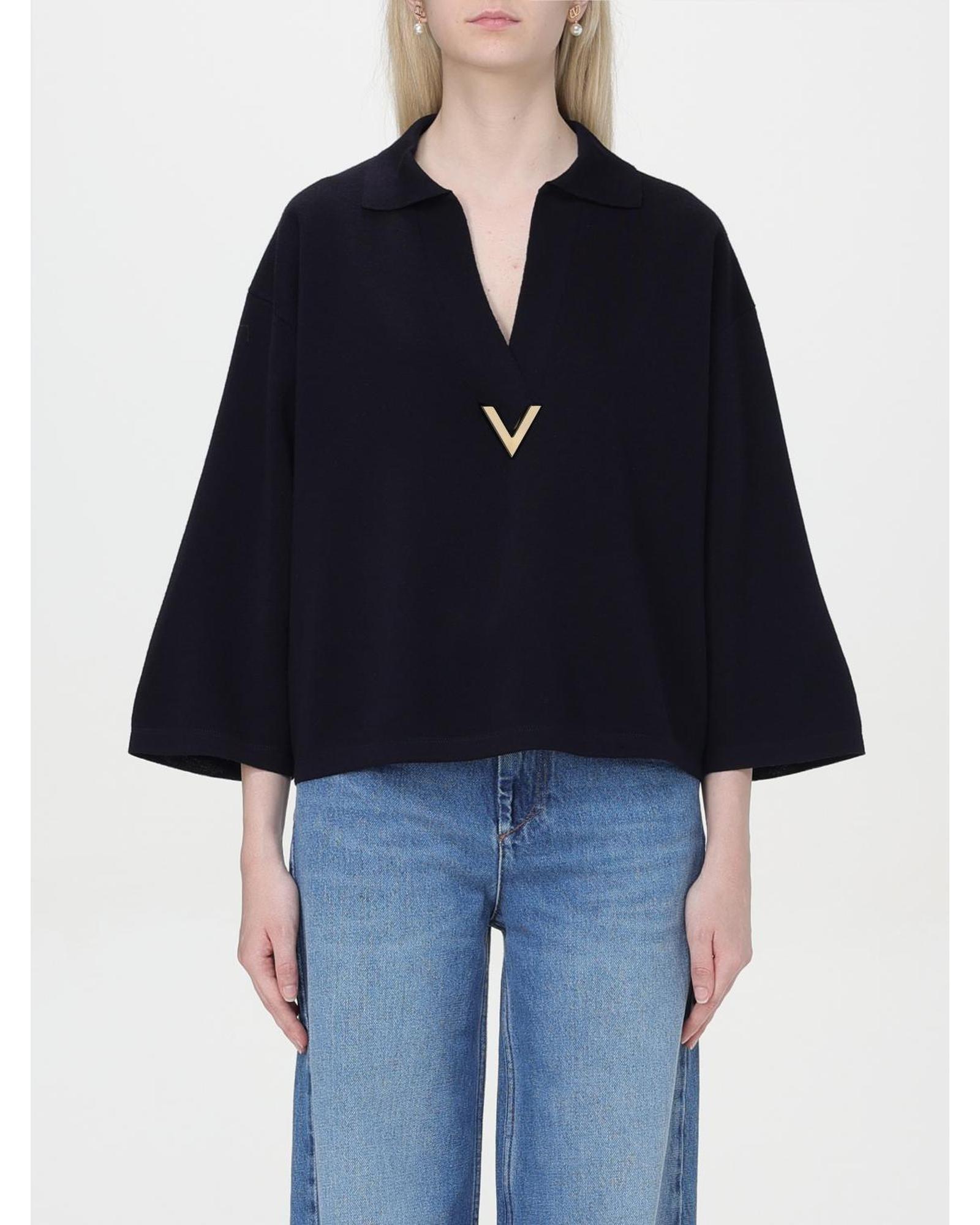 Valentino VNeck Knitwear Pullover Wo - Blue Sweaters