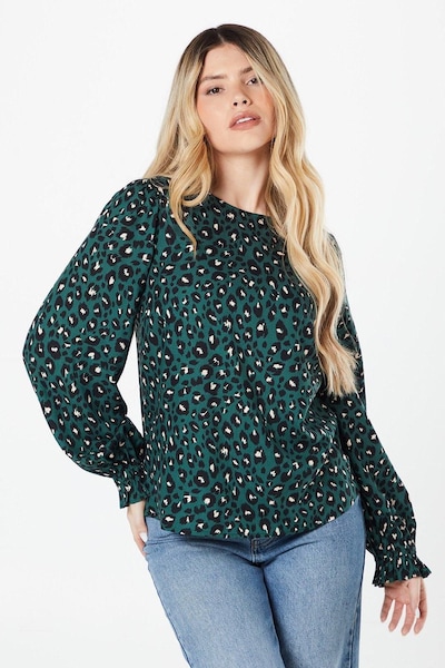 Dorothy Perkins Animal Long Sleeve Blouse Green