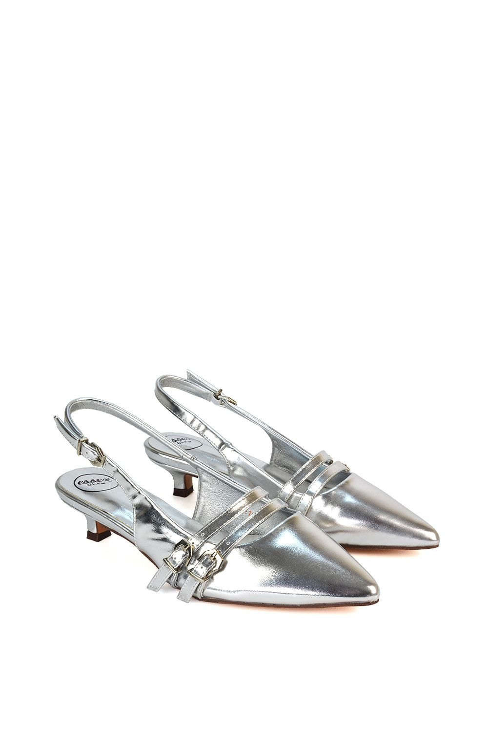 XY London 'Cassie' Slingback Low Kitten Heel Courts with Point Toe image 6