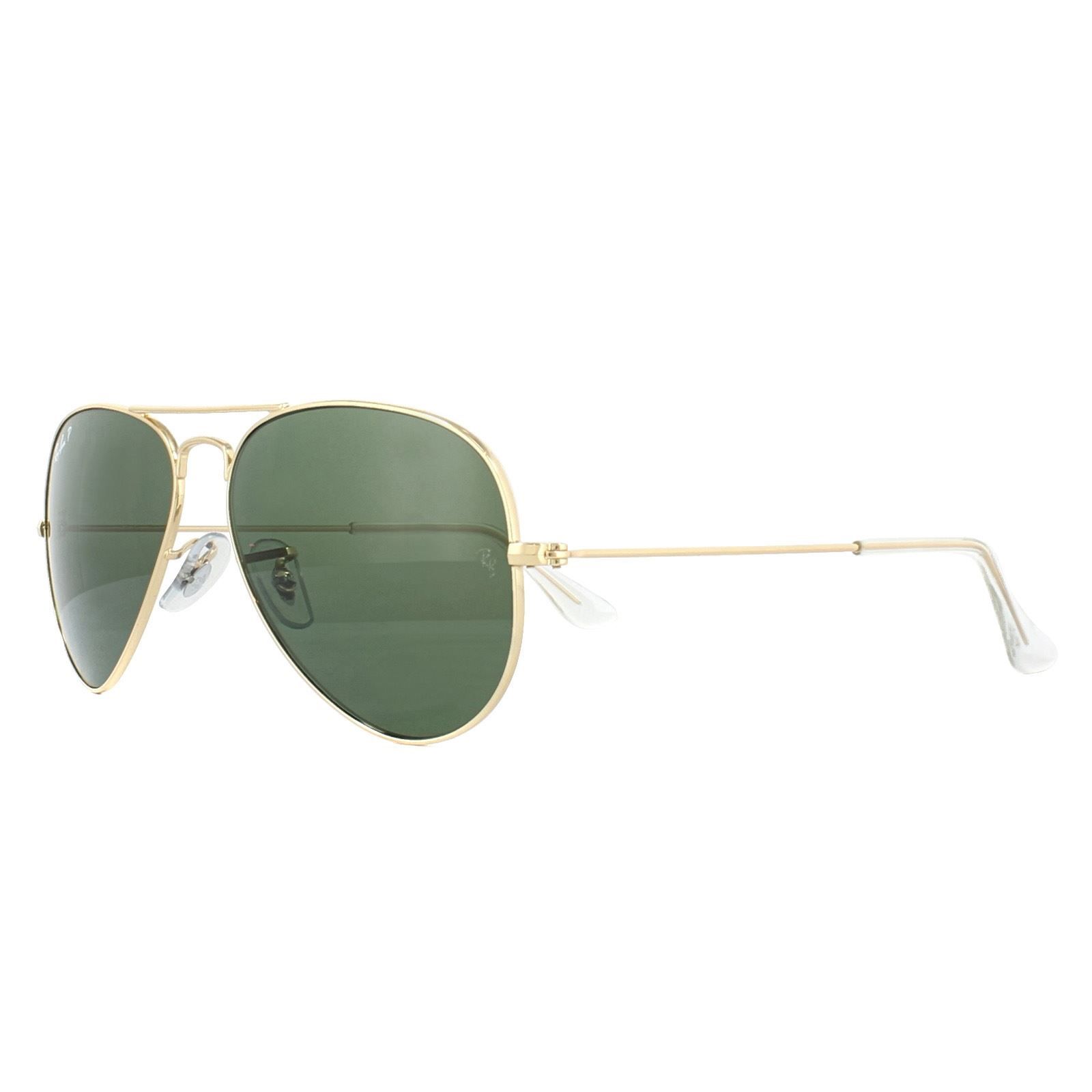 Ray-Ban Aviator Gold Green Polarized Sunglasses image 2